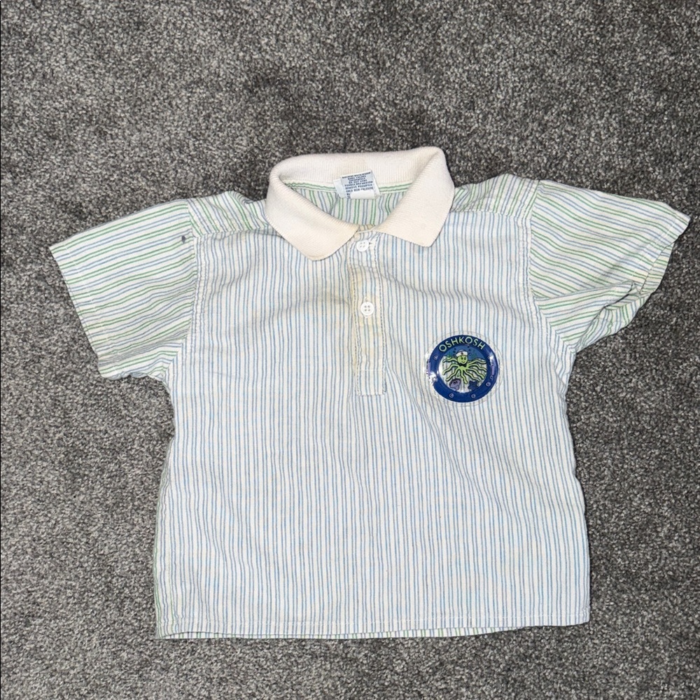 OshKosh B'gosh Kids Overalls with Green and Blue Stripes - Picture 3 of 7